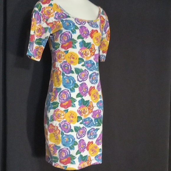 VINTAGE 80"s EXPRESS TRICOT MINI BODYCON DRESS - Picture 4 of 14